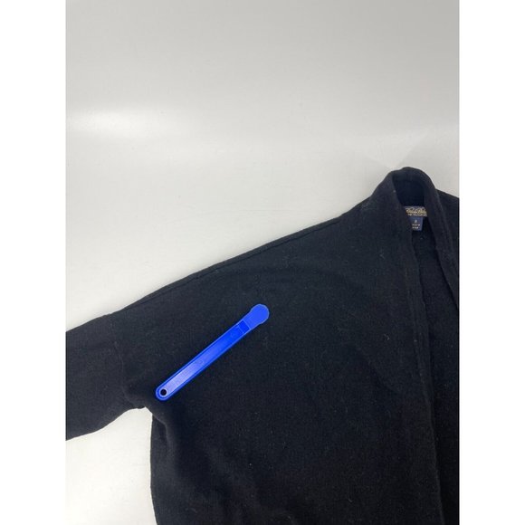Brooks Brothers Extra Fine Merino Wool Black Drape Front Cardigan Sweater Size S - Picture 7 of 11